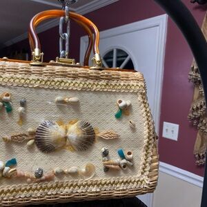 Tan and Cream Satchel with Intricate Detailing
